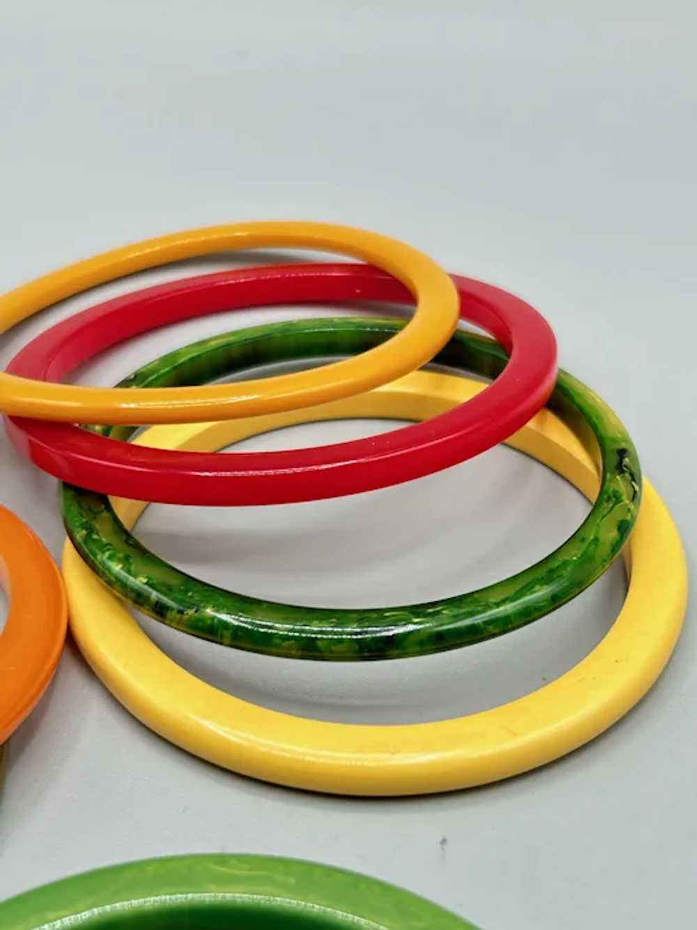 Assortment of Bakelite Spacers Bangles Colorful S… - image 6