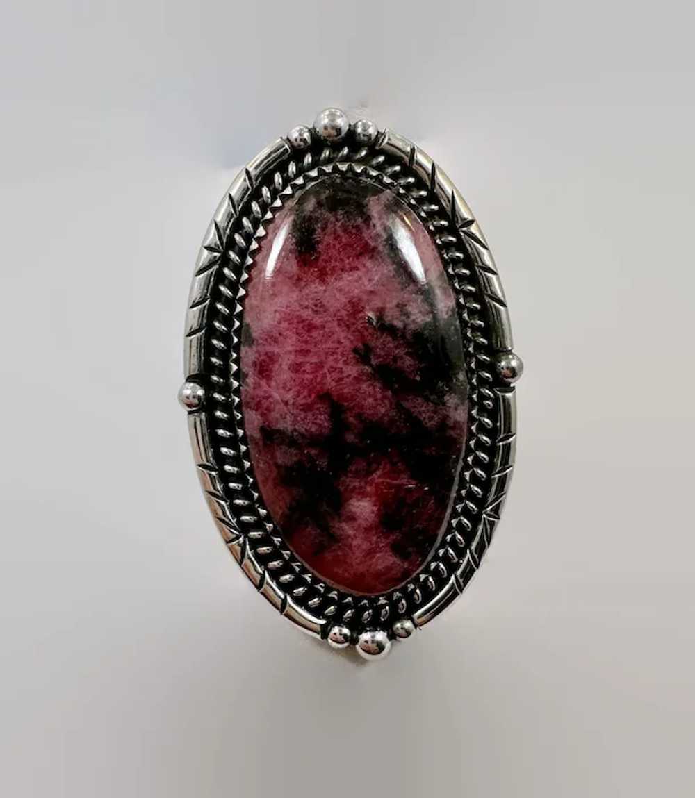 Rhodonite Ring, Sterling Silver, Artisan, Pink St… - image 3