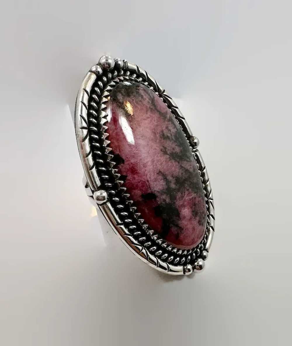 Rhodonite Ring, Sterling Silver, Artisan, Pink St… - image 5