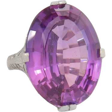 Antique 14K White Gold 15.00ct Simulated Purple S… - image 1