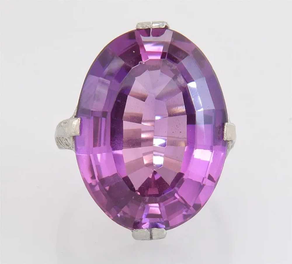 Antique 14K White Gold 15.00ct Simulated Purple S… - image 2