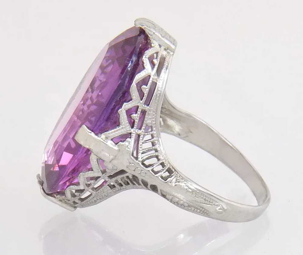 Antique 14K White Gold 15.00ct Simulated Purple S… - image 3