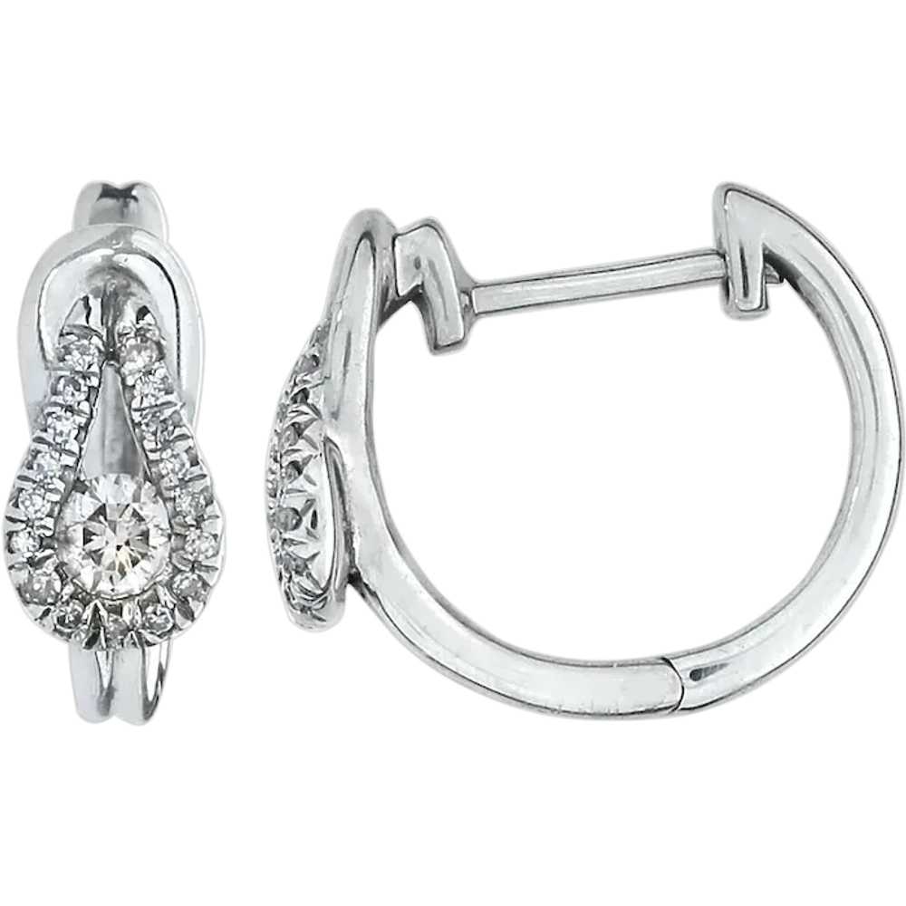 Sterling Silver .37ctw Diamond Hoop Earrings - image 1