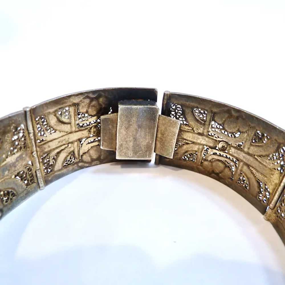 Gilt Silver & Enamel Filigree Bracelet Likely Chi… - image 10