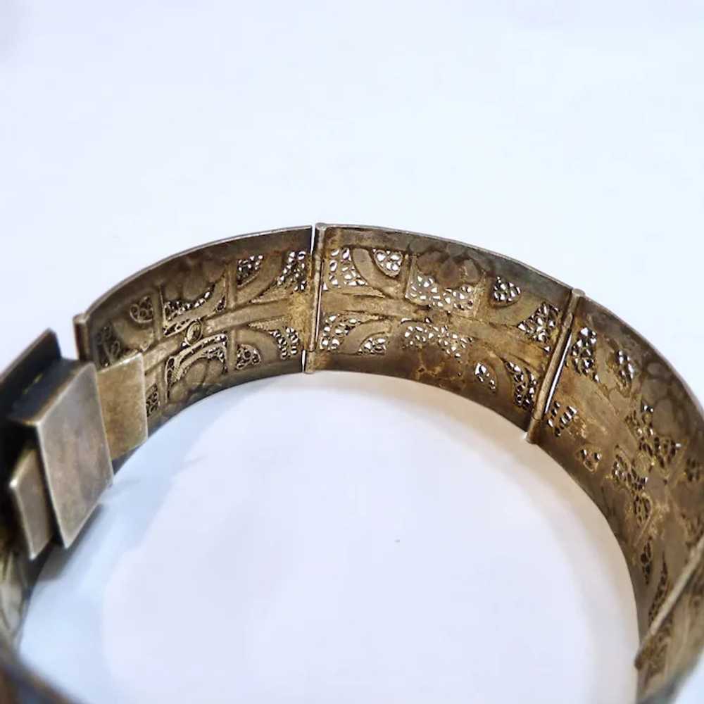 Gilt Silver & Enamel Filigree Bracelet Likely Chi… - image 11