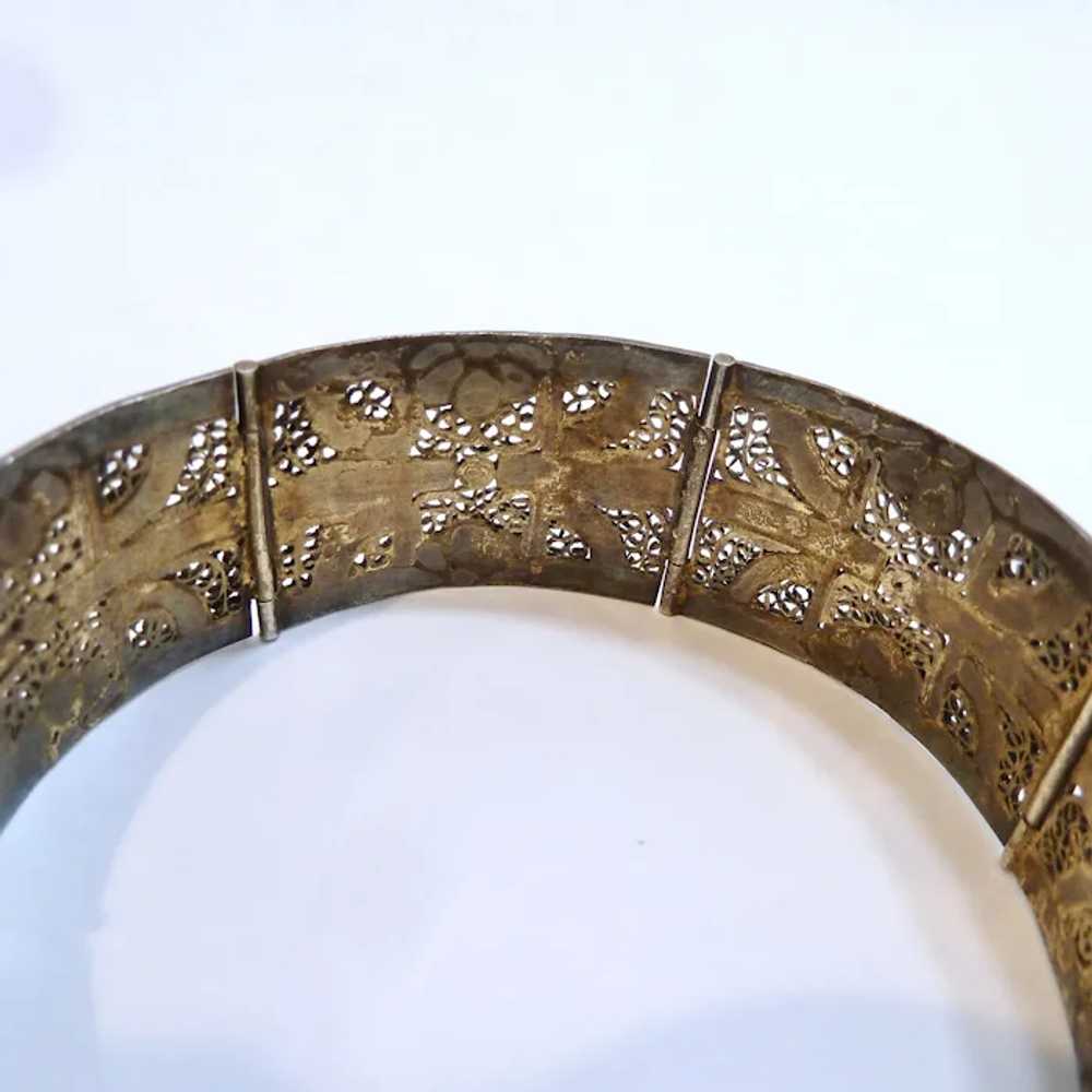 Gilt Silver & Enamel Filigree Bracelet Likely Chi… - image 12