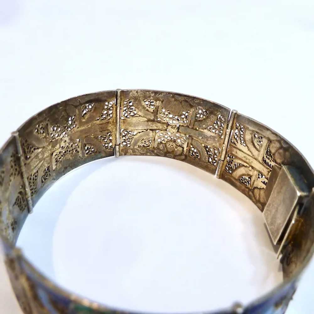 Gilt Silver & Enamel Filigree Bracelet Likely Chi… - image 9