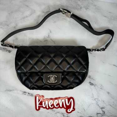 Chanel Quilted Black Leather Employee Uniform Crossbody Bag at