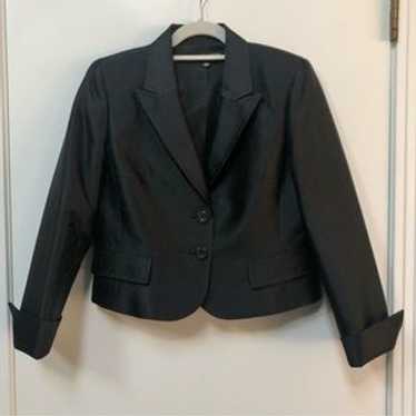 Albert Nipon Wool Silk Blend Black Event Jacket S… - image 1