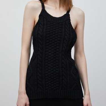 Source Unknown Cross Open Back Cable Knit Tank - image 1