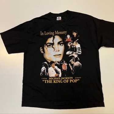 ミュージシャン MichaelJackson In Loving Memory 2009 Tee Vtg Michael Jackson Rare 2009 Memorial Shirt XL In Loving