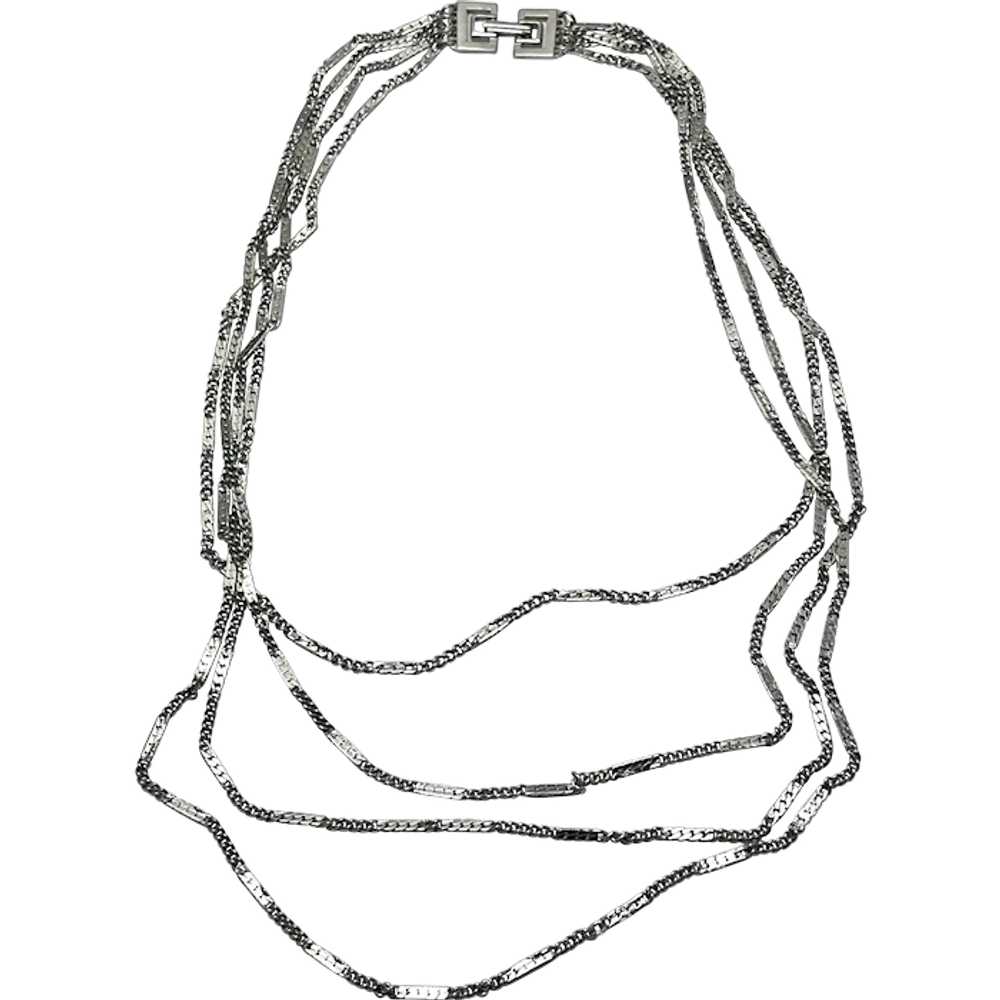 Vintage Silver Multi Strand Collar Necklace - image 1