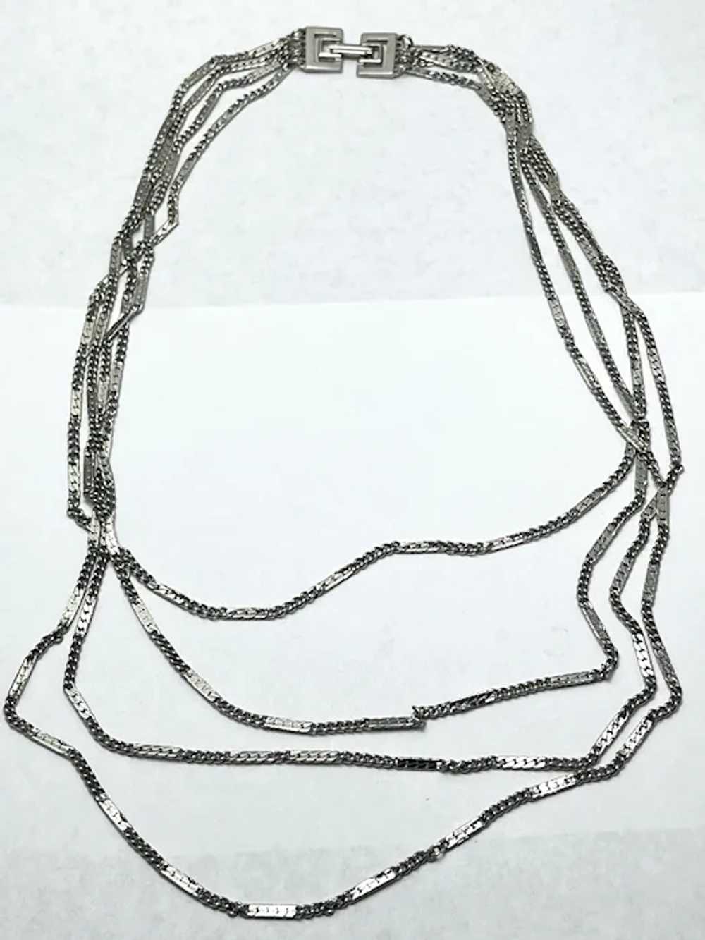 Vintage Silver Multi Strand Collar Necklace - image 2
