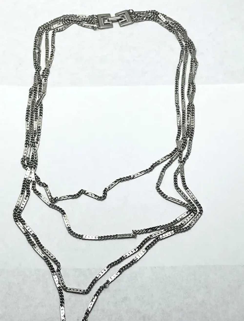Vintage Silver Multi Strand Collar Necklace - image 3