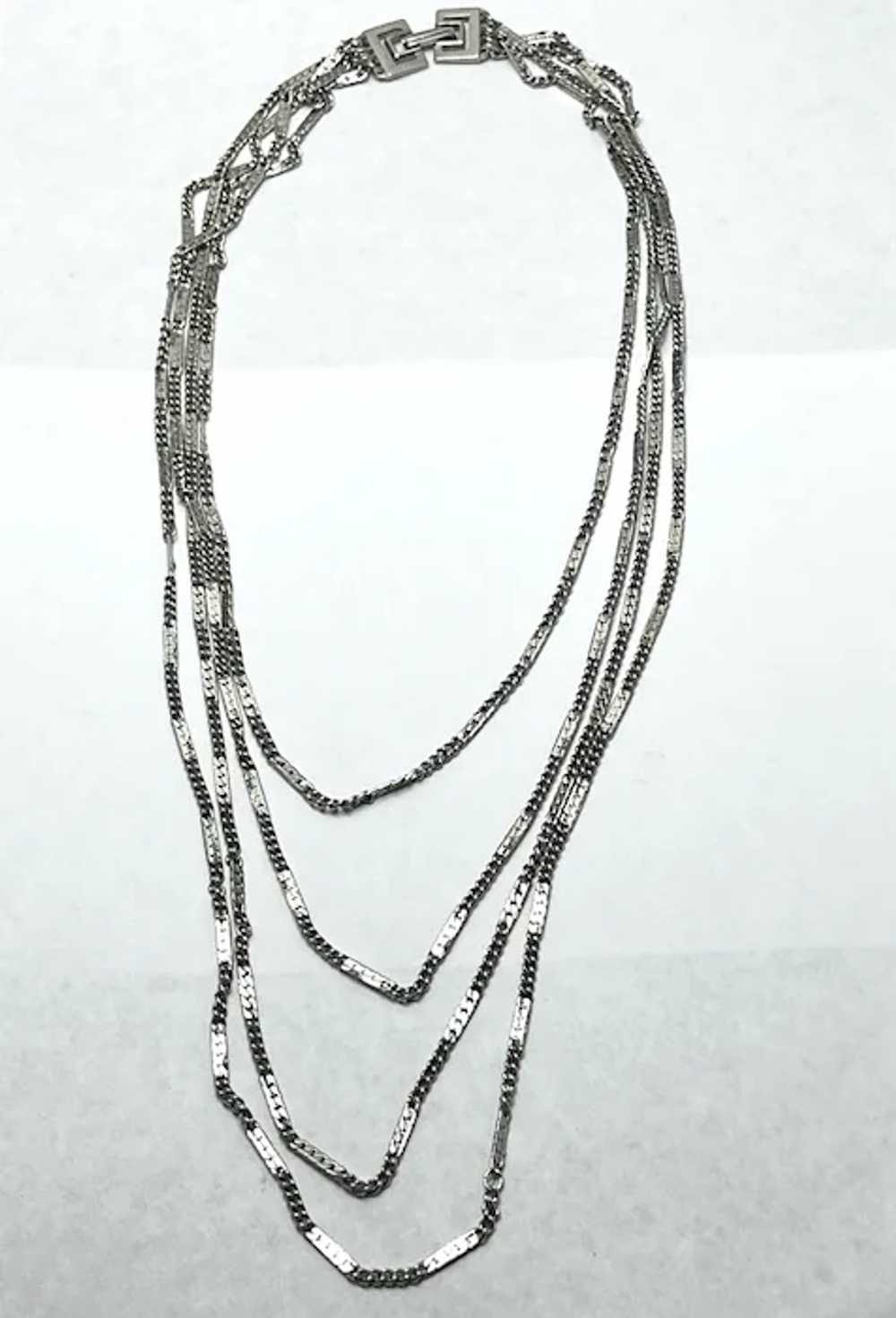 Vintage Silver Multi Strand Collar Necklace - image 4