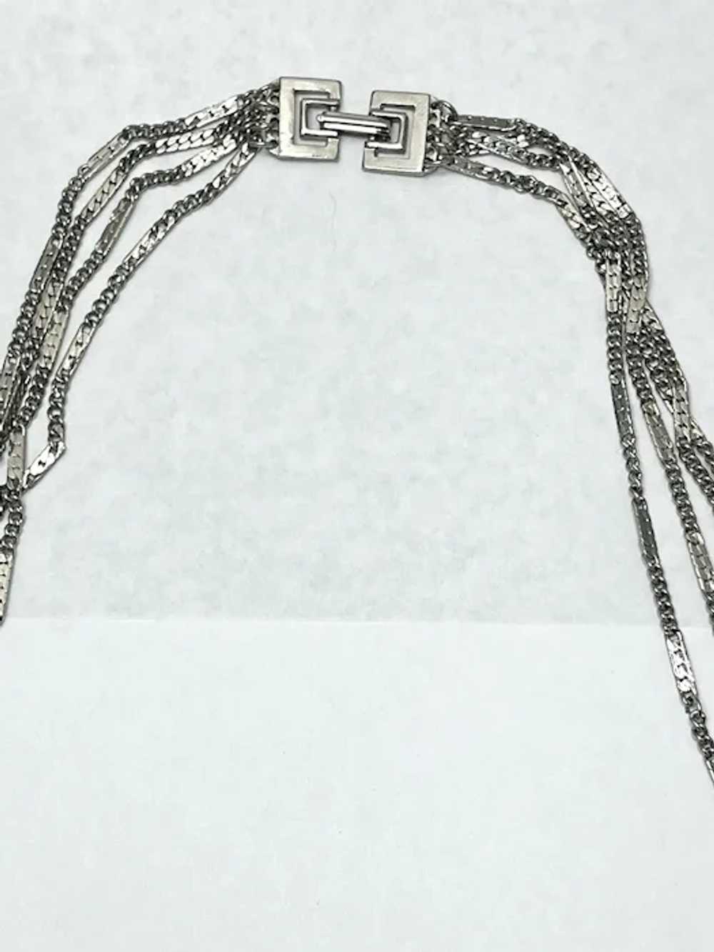 Vintage Silver Multi Strand Collar Necklace - image 5