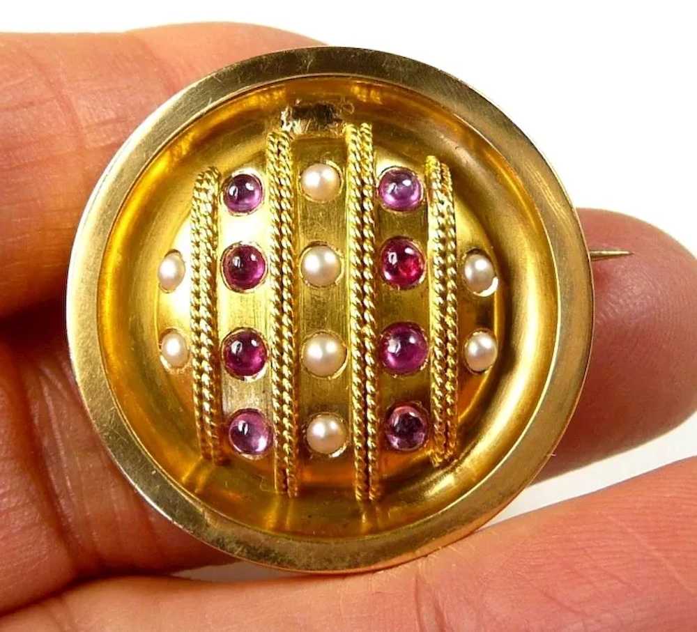 Fantastic French Button Ruby Demi-Parure c. 1870 - image 3