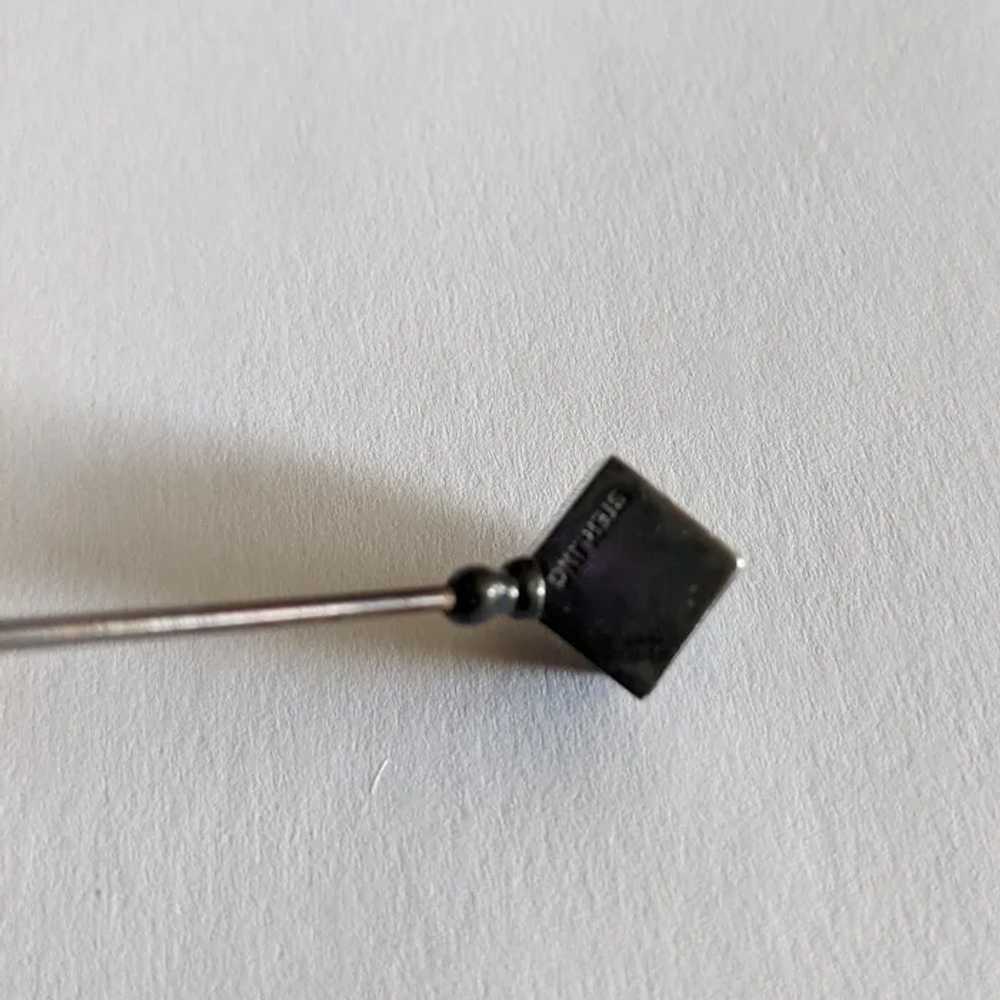 Antique Sterling Silver Hat Pin Little Cube - image 3