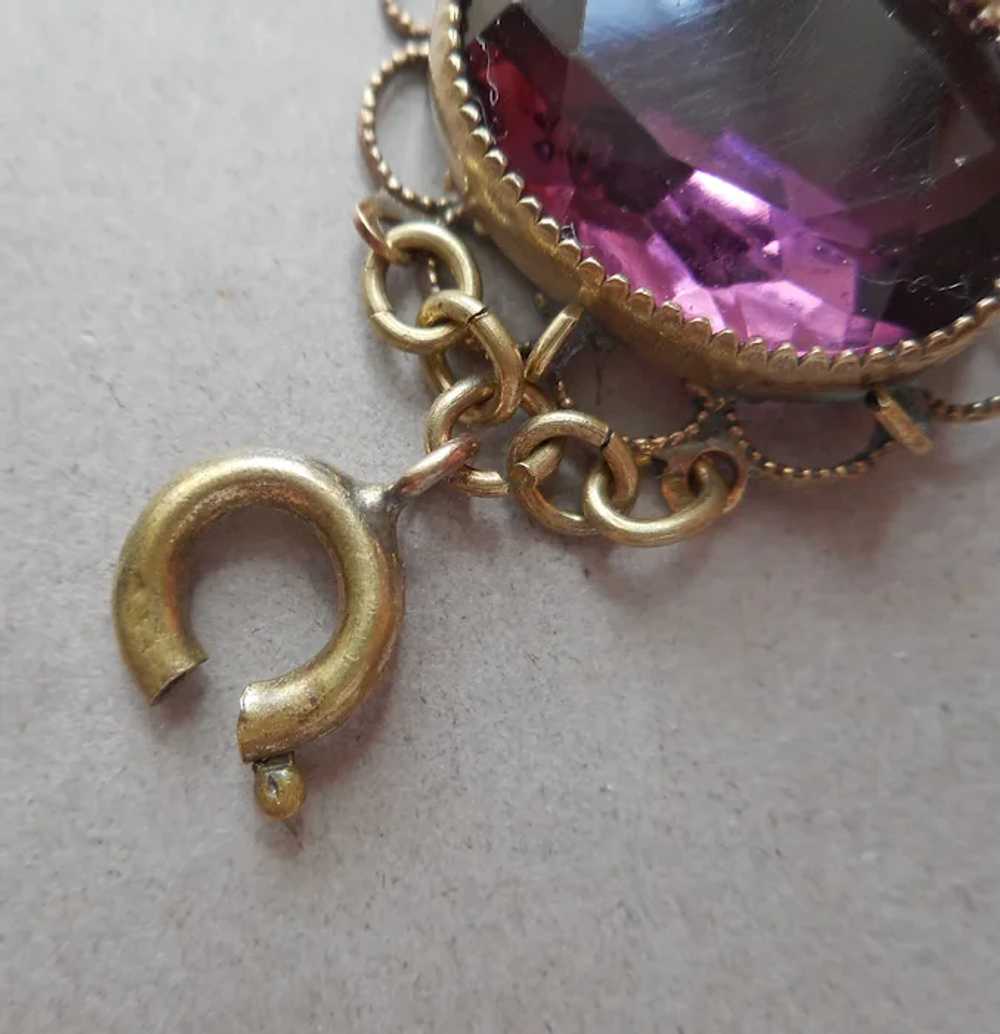 1920s Purple Glass Stones Links Bracelet Antique … - image 4