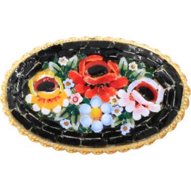 Brooch Pin Mosaic Tesserae Italian Tile Flower Bo… - image 1