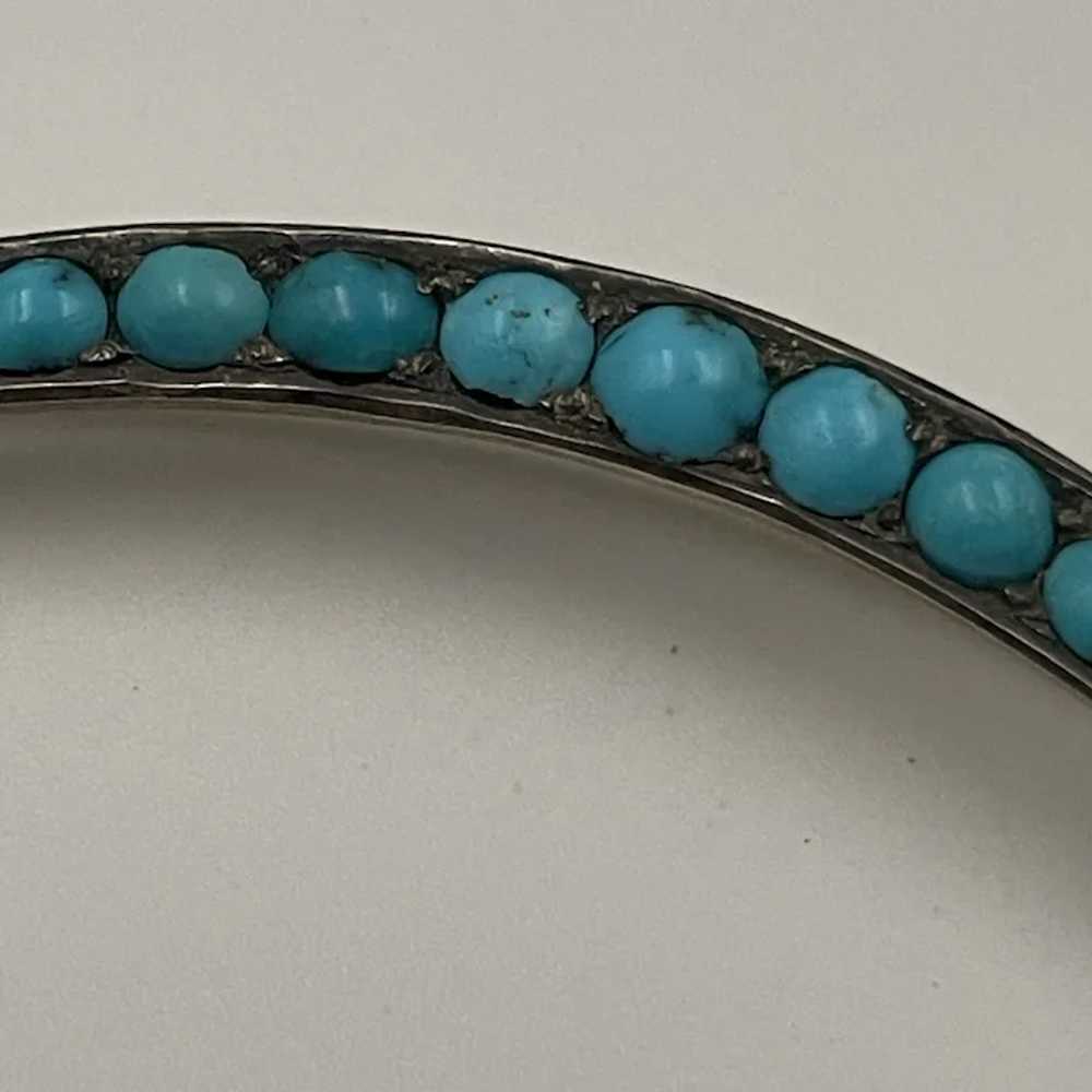 Antique Victorian Silver and Turquoise Crescent P… - image 6
