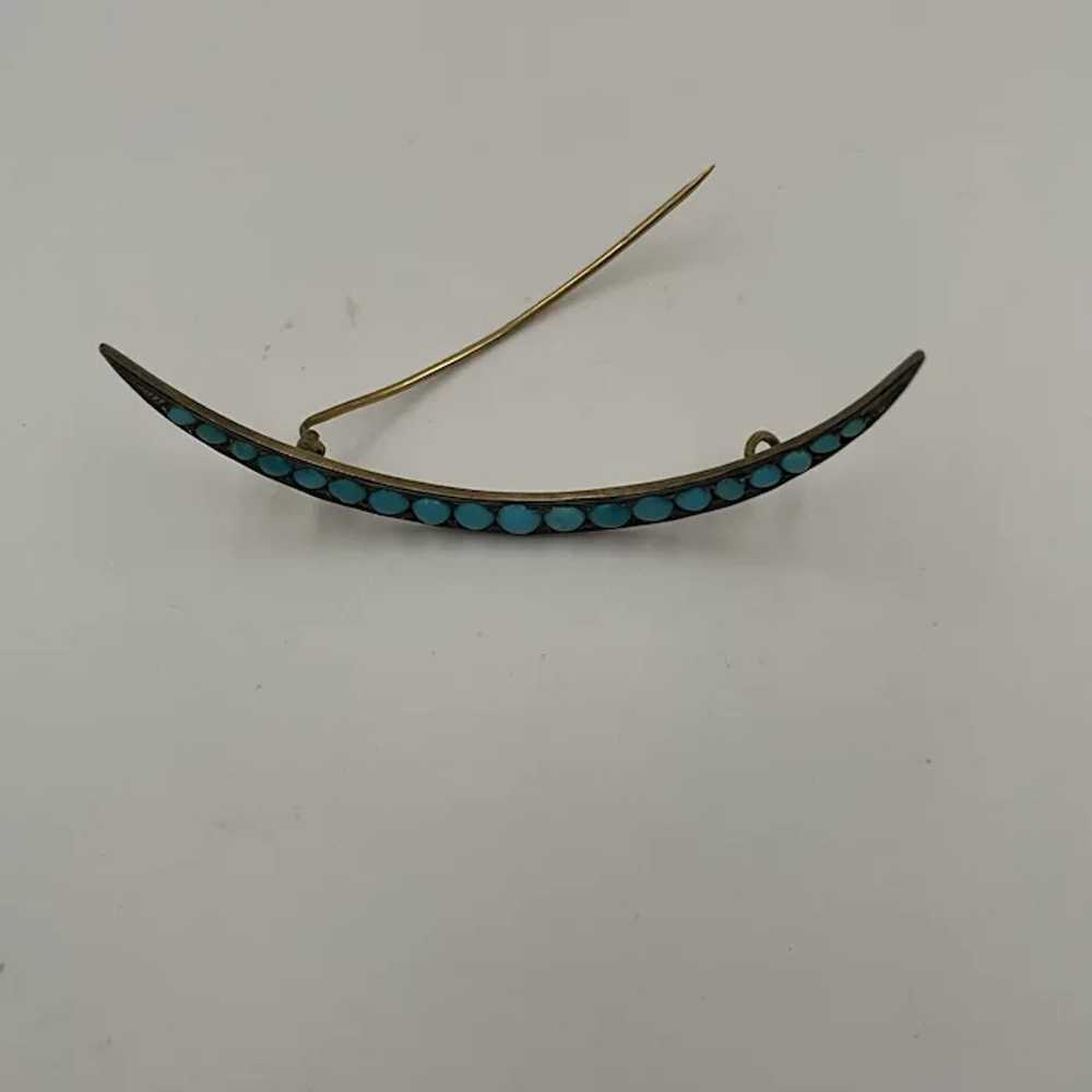 Antique Victorian Silver and Turquoise Crescent P… - image 8