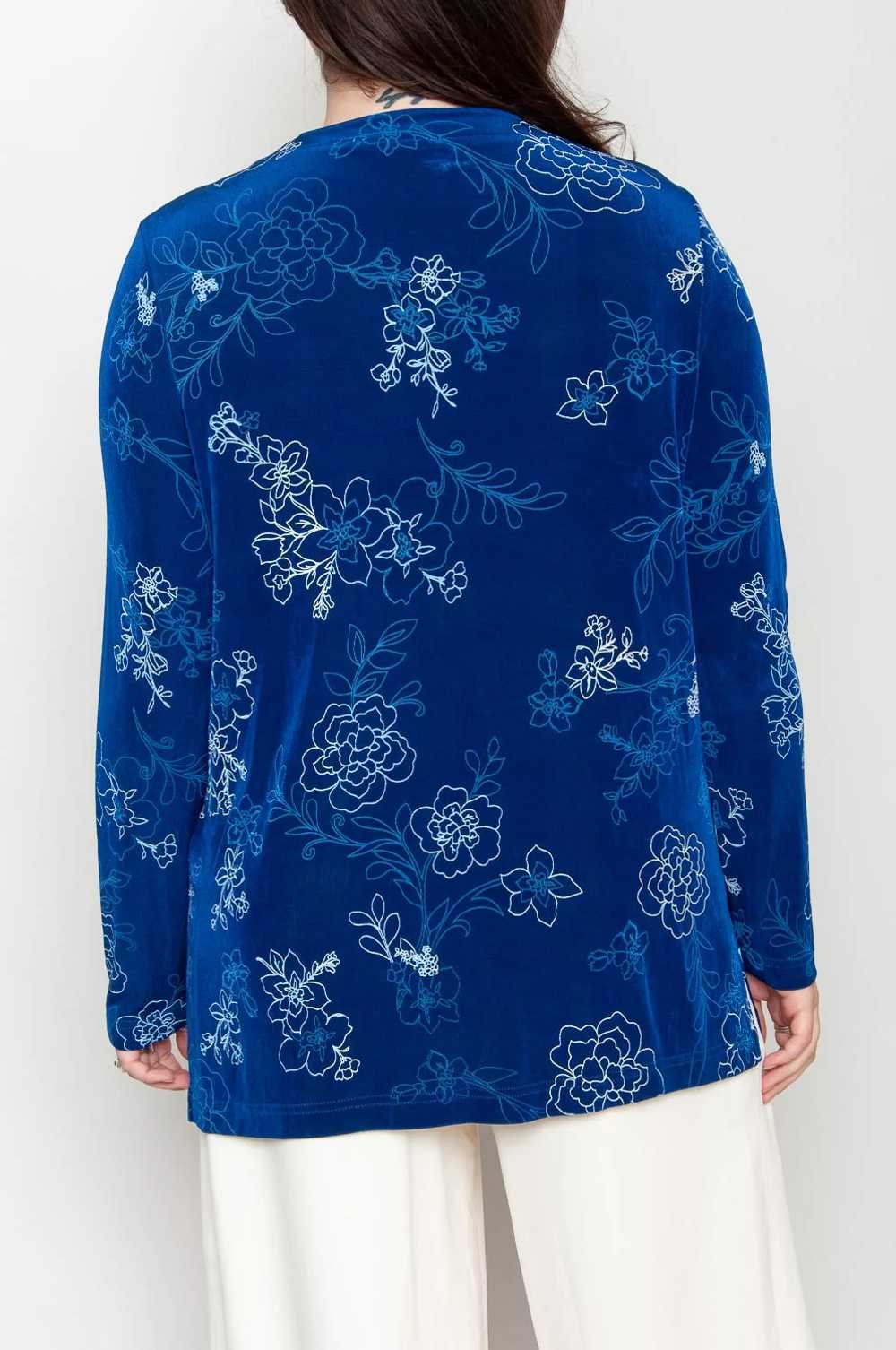 Flowing Cardigan With Floral Pattern Royal blue W… - image 2