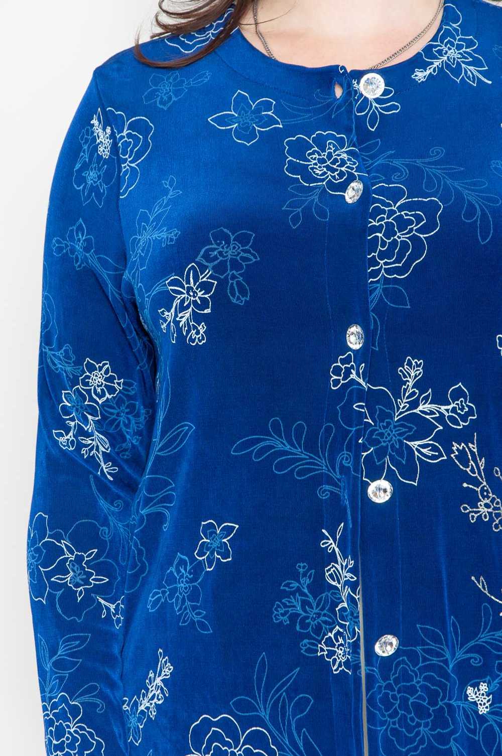 Flowing Cardigan With Floral Pattern Royal blue W… - image 3