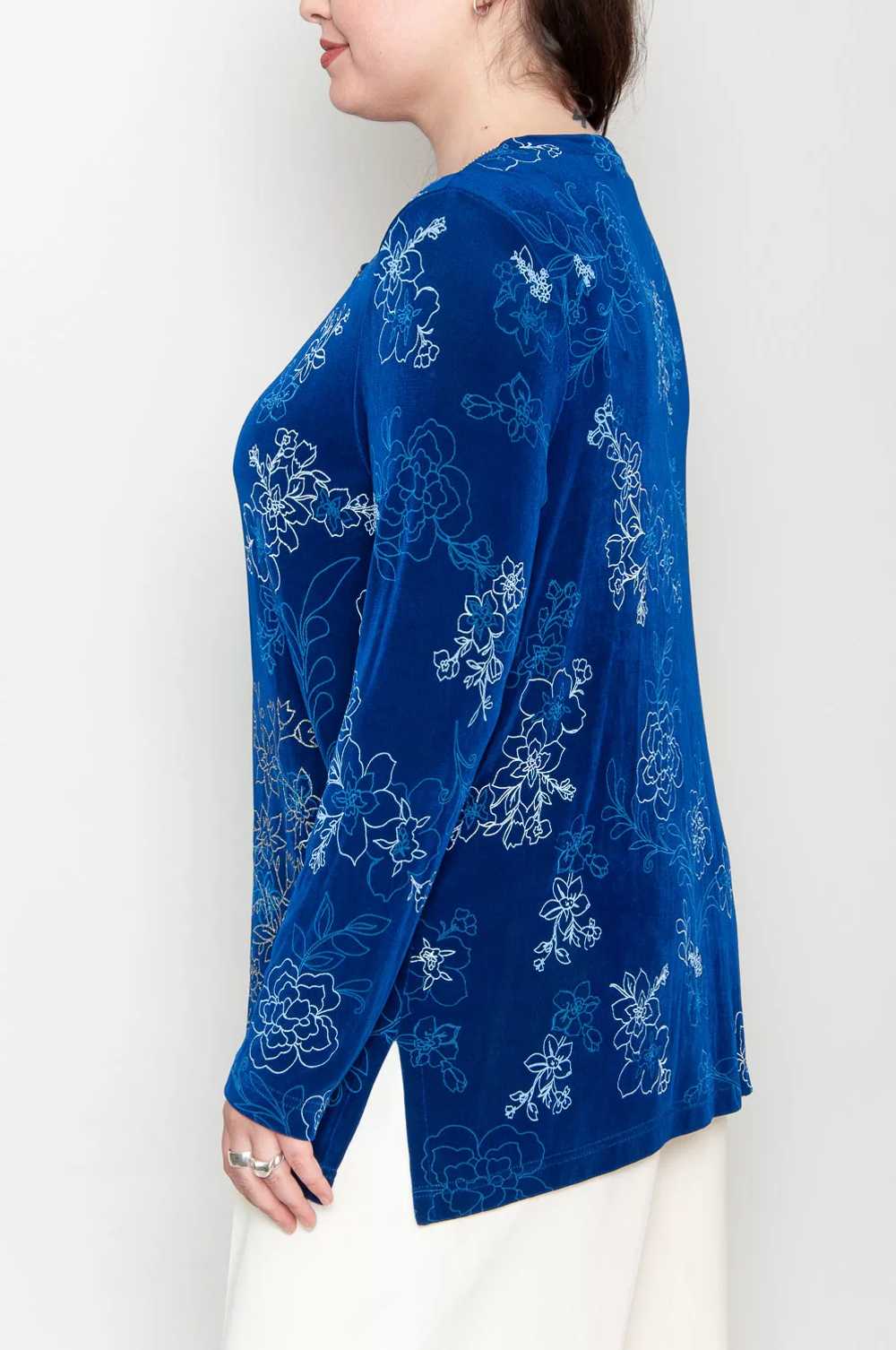 Flowing Cardigan With Floral Pattern Royal blue W… - image 4