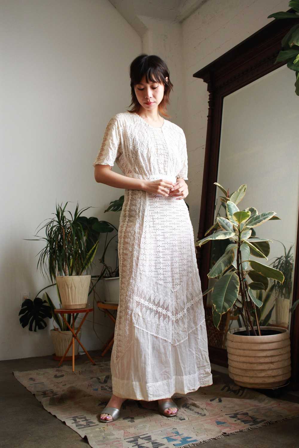 Edwardian White Eyelet Cotton Lawn Dress - image 5