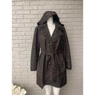 London Fog London Fog Leopard Print Raincoat with… - image 1