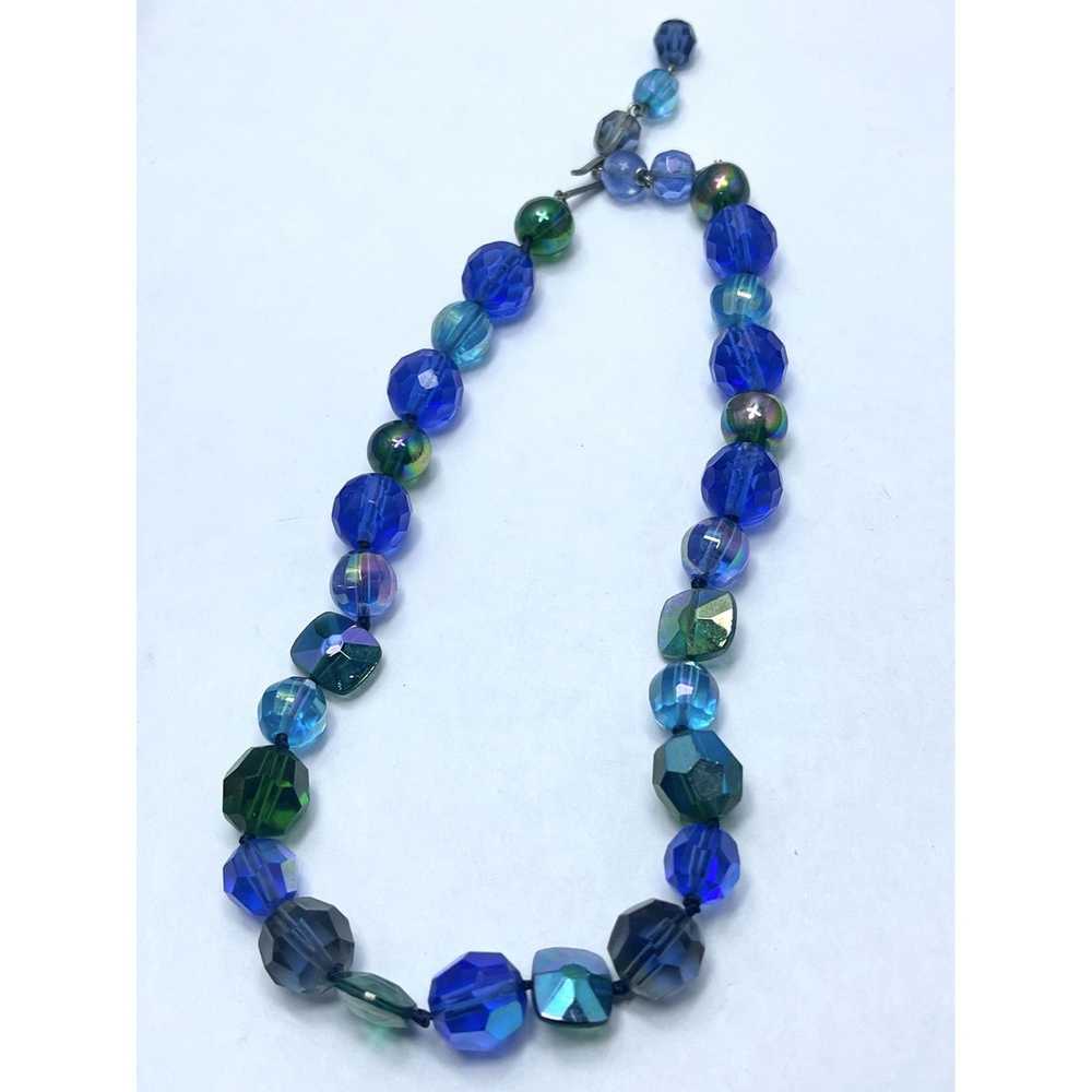 Vintage Vintage Blue Faceted Glass Beaded Necklace - image 4