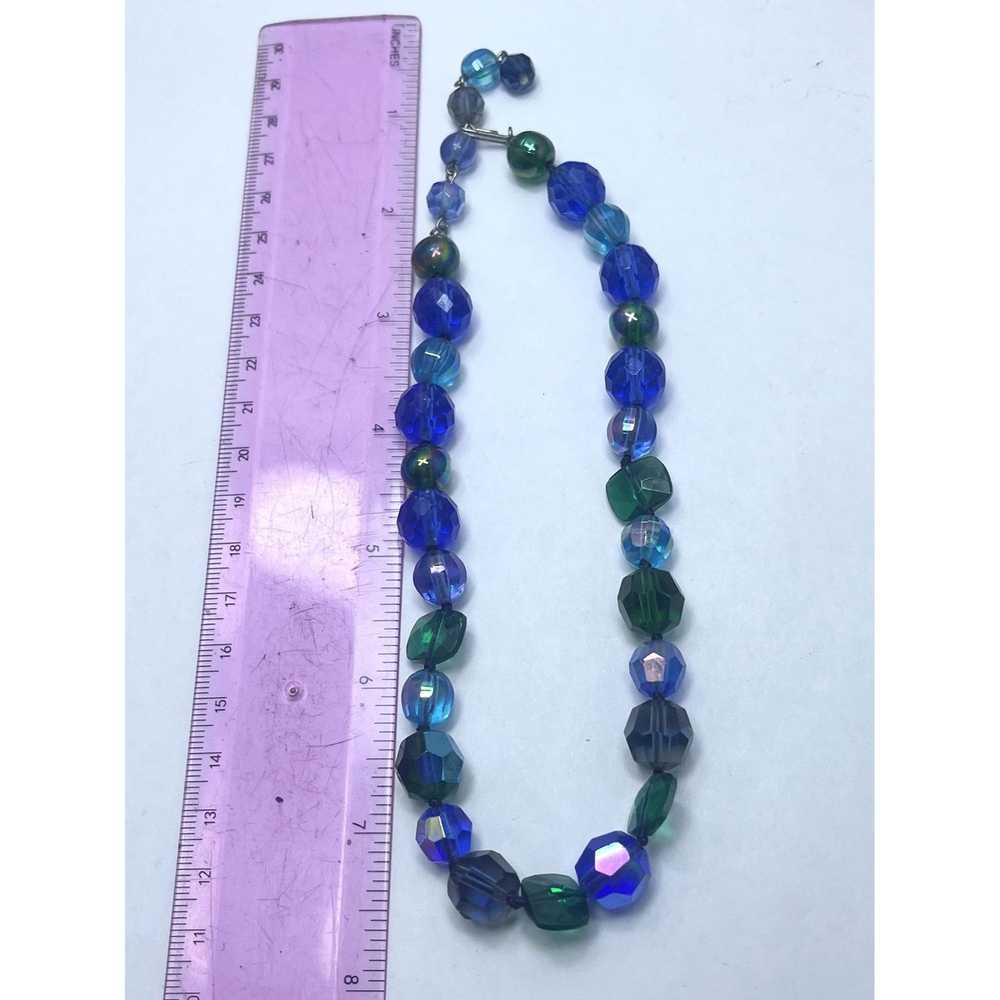 Vintage Vintage Blue Faceted Glass Beaded Necklace - image 5