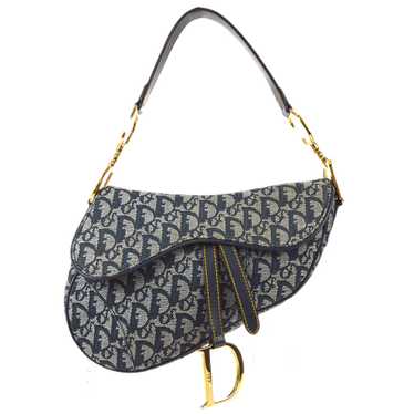 Saddle vintage classic handbag Dior Navy in Cotton - 15127153