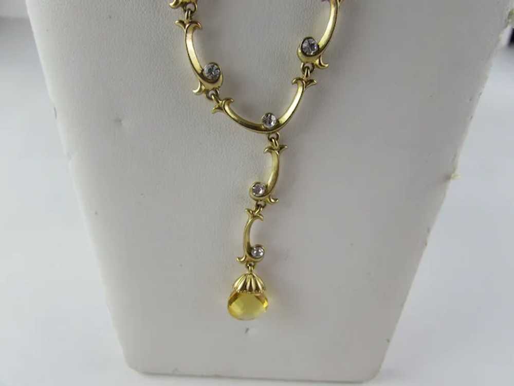 Vintage Gold Tone Necklace With Crystal Accents a… - image 10