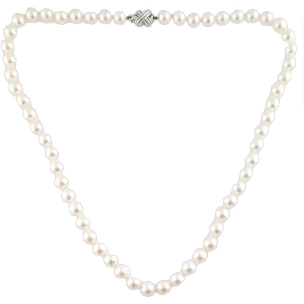 Tiffany & Co. 18K White Gold Pearl Necklace 18.5" - image 1