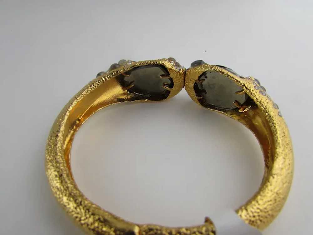 Alexis Bittar Gold Tone Hinged Bracelet With Irid… - image 12