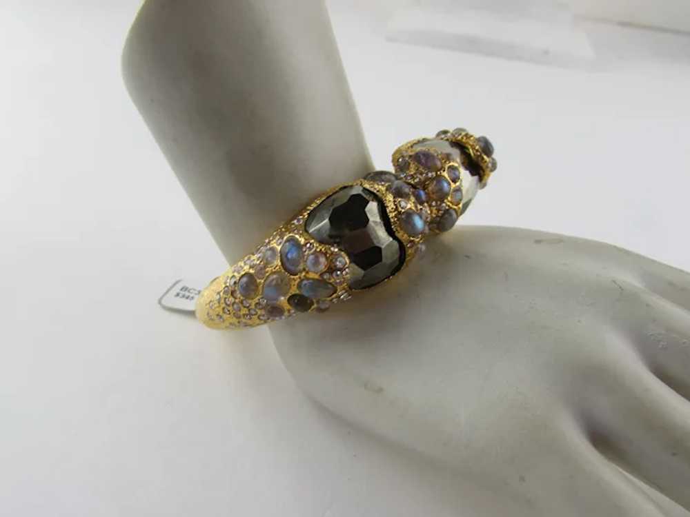 Alexis Bittar Gold Tone Hinged Bracelet With Irid… - image 3