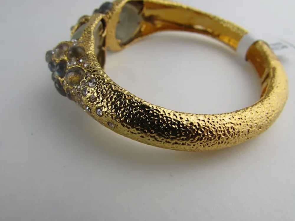 Alexis Bittar Gold Tone Hinged Bracelet With Irid… - image 7