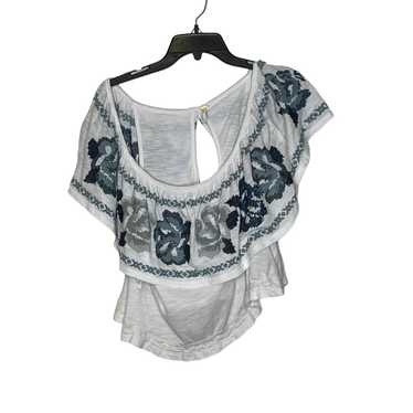 Free People Free People Top Small White Blue Gree… - image 1