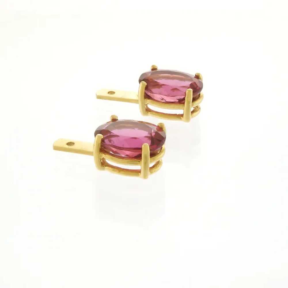 Luscious Pink Tourmaline Earring Jackets in 18k Y… - image 2