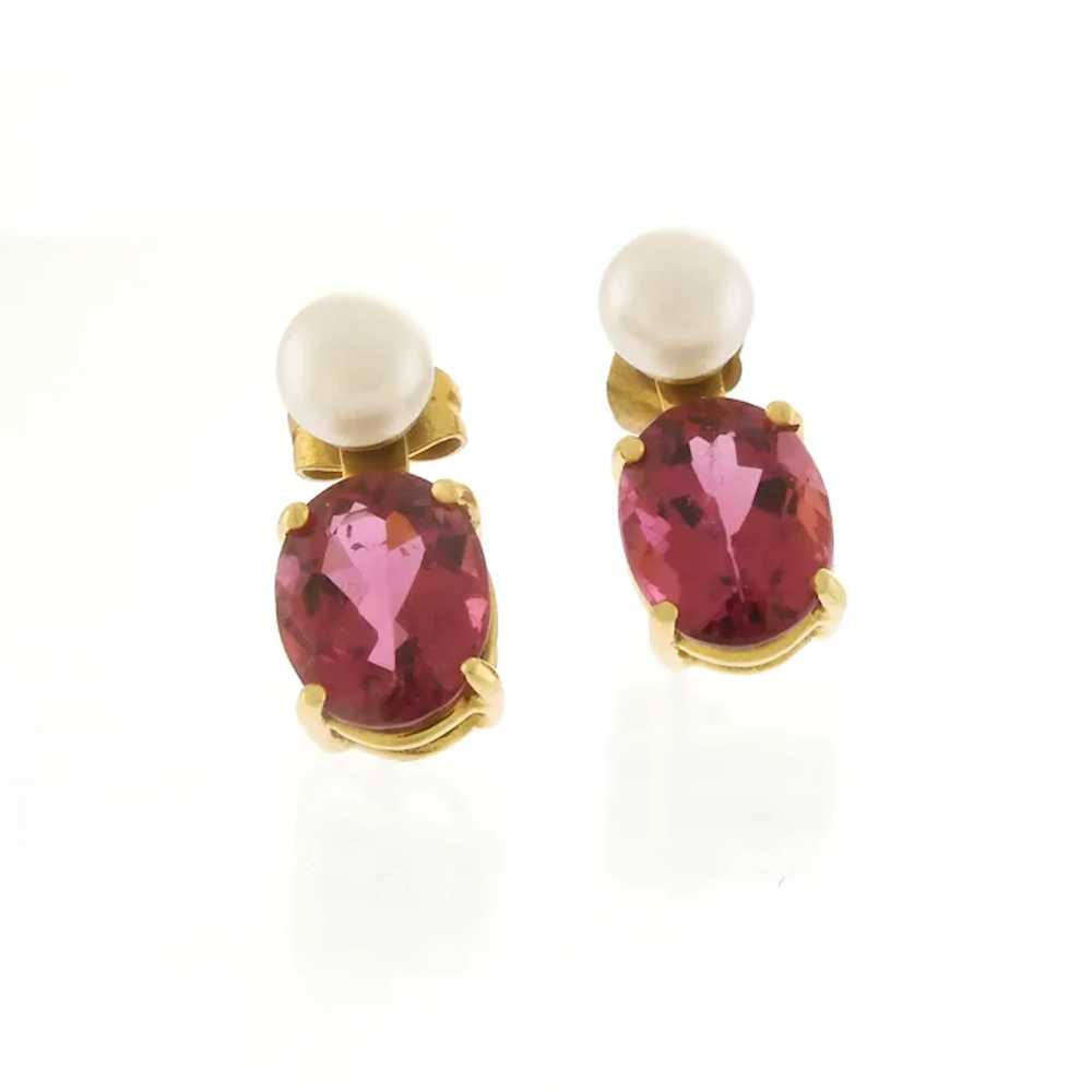 Luscious Pink Tourmaline Earring Jackets in 18k Y… - image 4