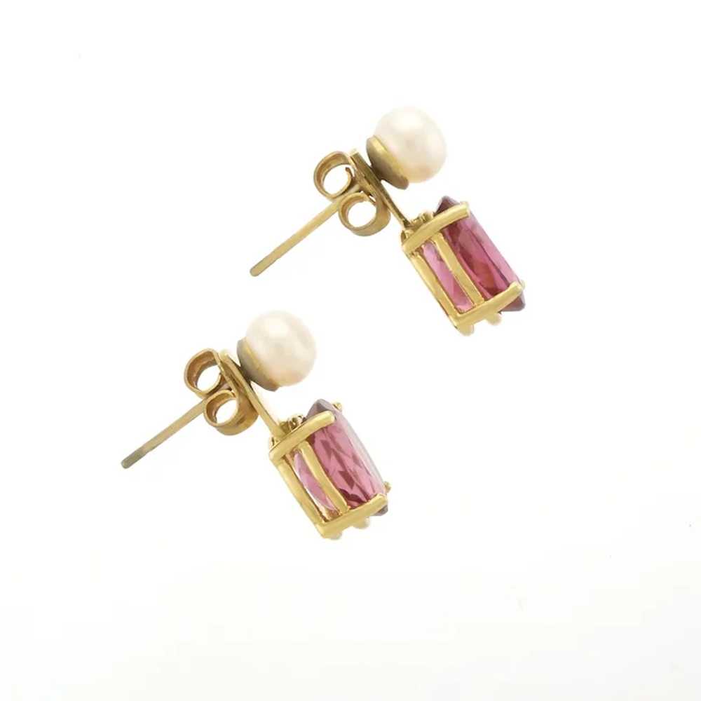 Luscious Pink Tourmaline Earring Jackets in 18k Y… - image 5