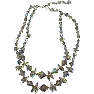 Vintage Faceted Crystal Glass Beaded Necklace - image 1