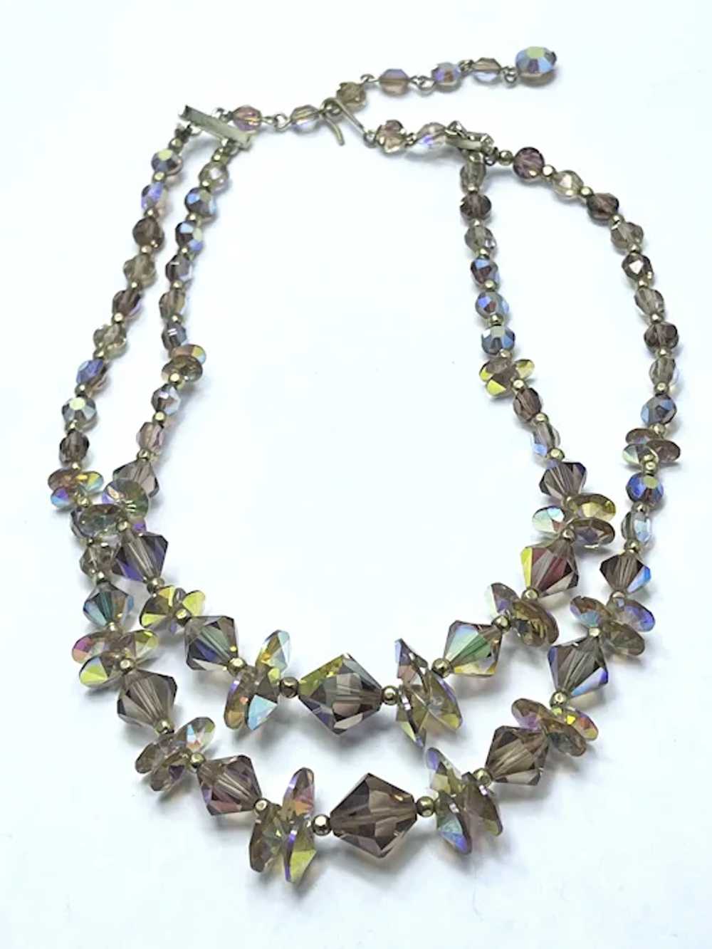 Vintage Faceted Crystal Glass Beaded Necklace - image 2