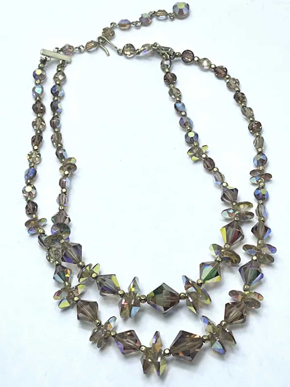 Vintage Faceted Crystal Glass Beaded Necklace - image 3