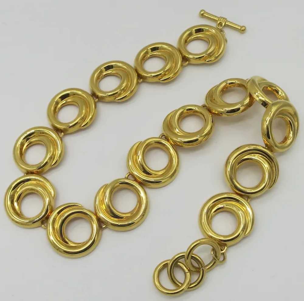 Vintage Gold tone Infinity Circles Toggle Necklace - image 2