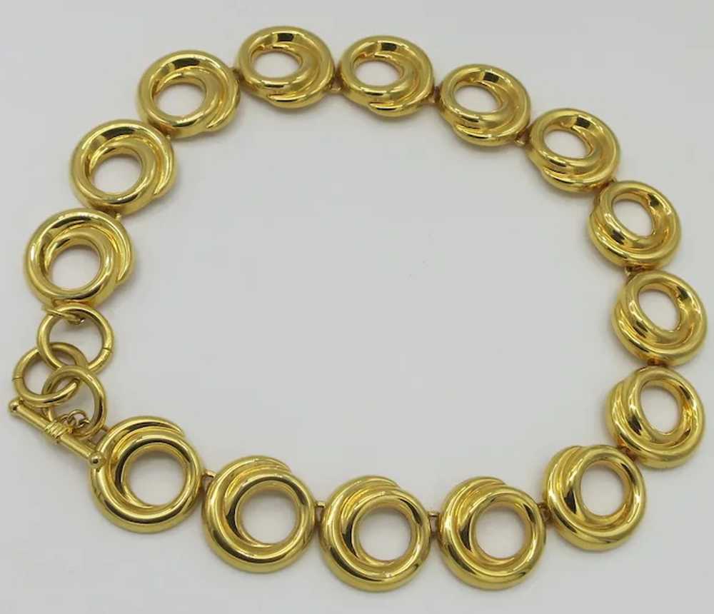 Vintage Gold tone Infinity Circles Toggle Necklace - image 3