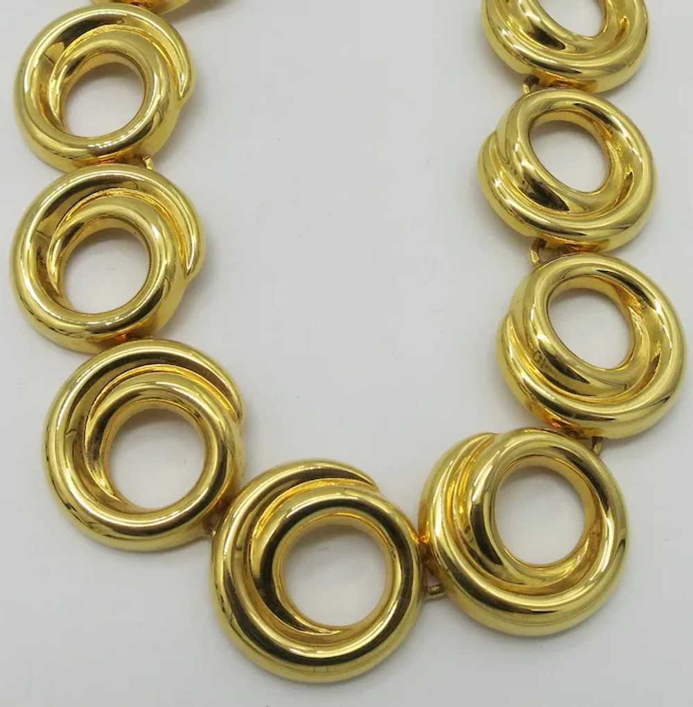 Vintage Gold tone Infinity Circles Toggle Necklace - image 5