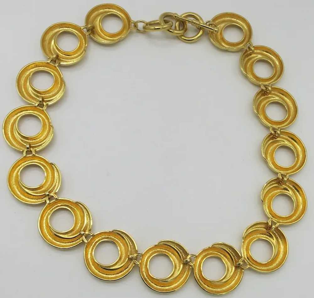 Vintage Gold tone Infinity Circles Toggle Necklace - image 6